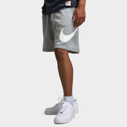 Nike Club Brushed Fleece Shorts Gris chiné foncé / Gris fumé clair - Blanc