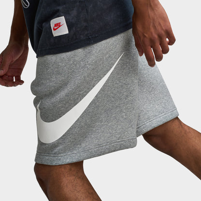 Nike Club Brushed Fleece Shorts Gris chiné foncé / Gris fumé clair - Blanc