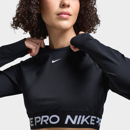 Nike Women's Pro 365 Dri-FIT Cropped Long Sleeve Top Black / White