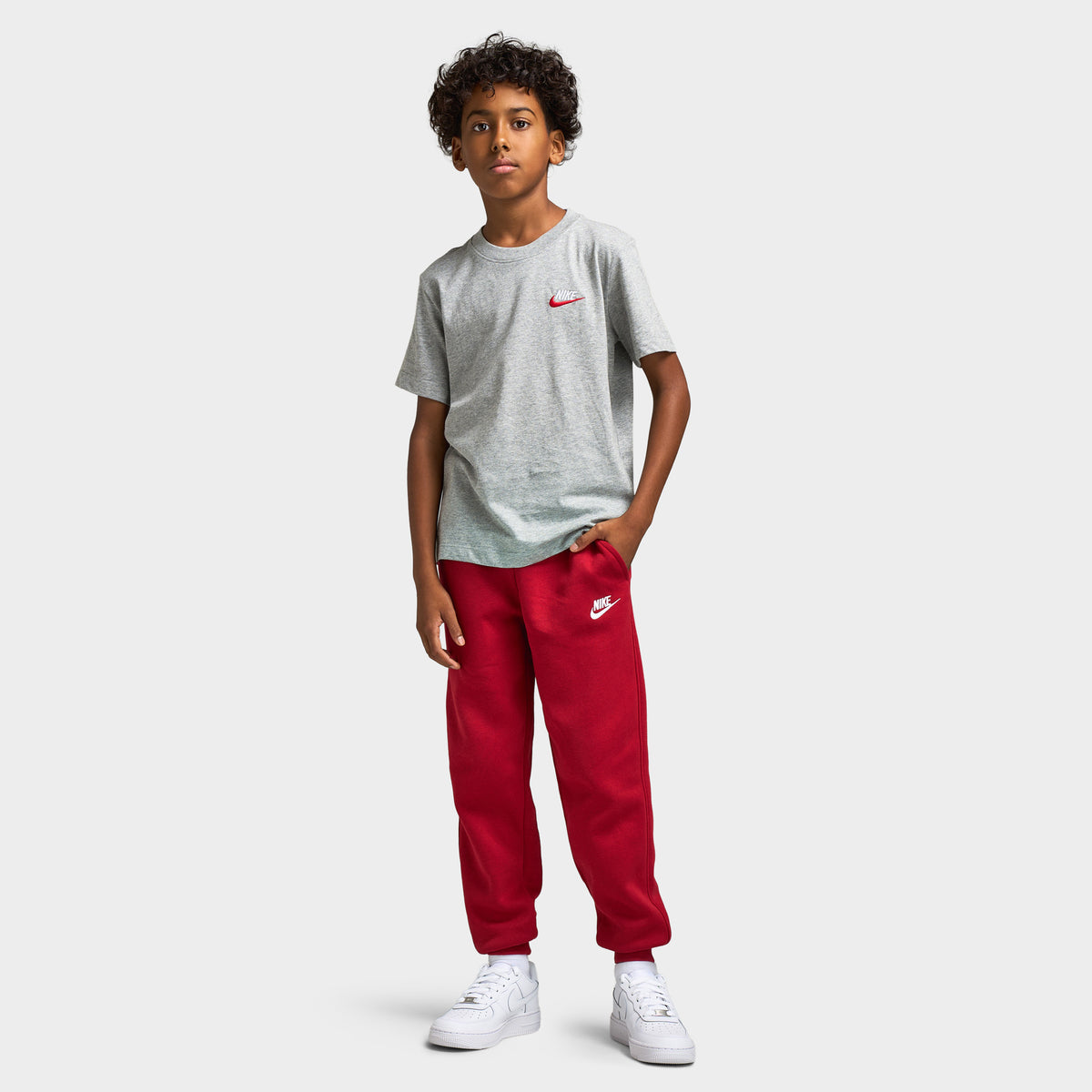 Nike Sportswear Juniors' Futura T-Shirt Grey Heather /  White - Red