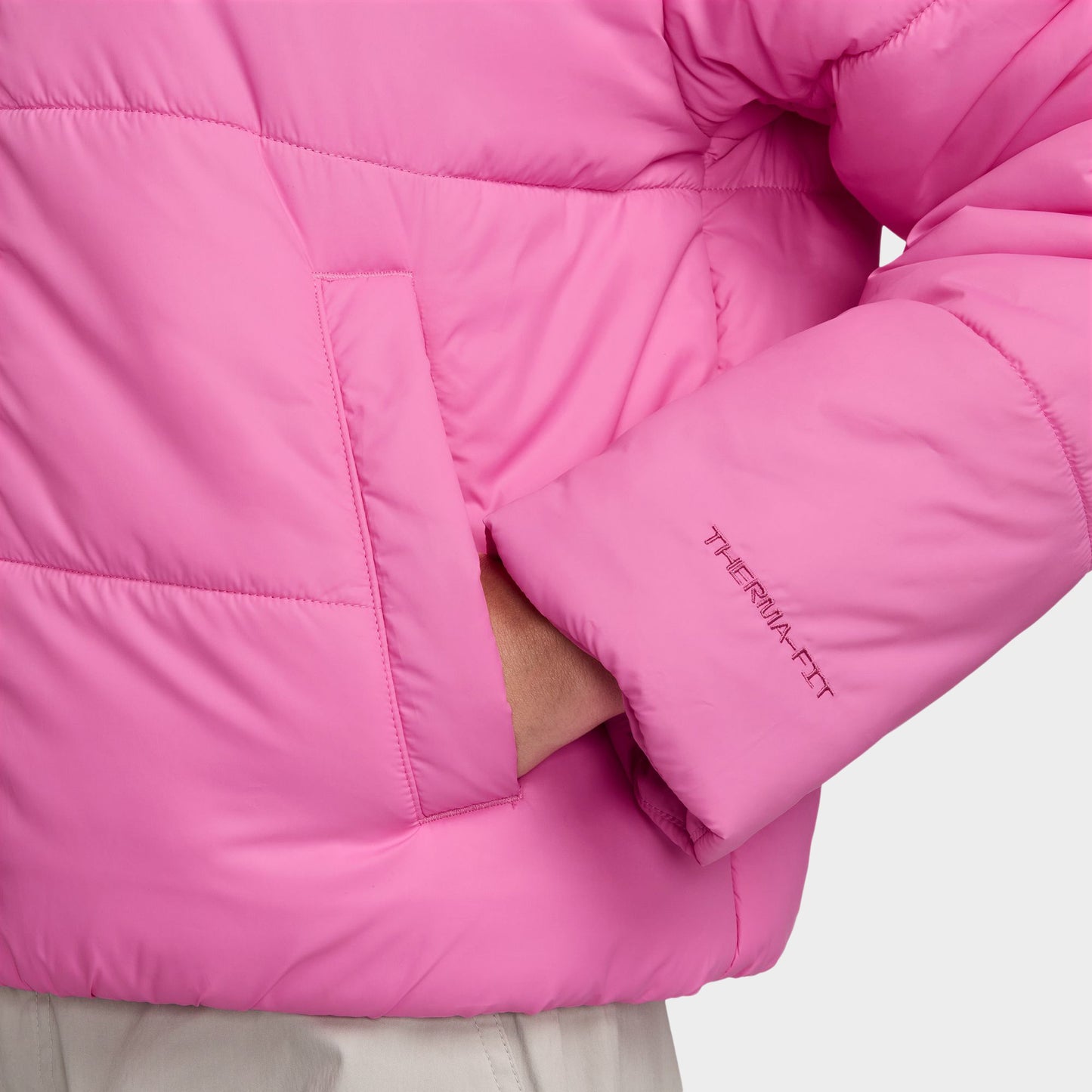 Nike Women's Sportswear Classic Puffer Therma-FIT Loose Hooded Jacket Playful Pink / White