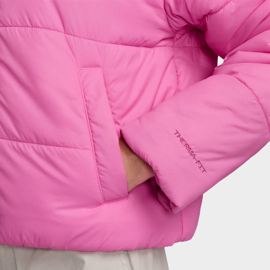 Nike Women's Sportswear Classic Puffer Therma-FIT Loose Hooded Jacket Playful Pink / White
