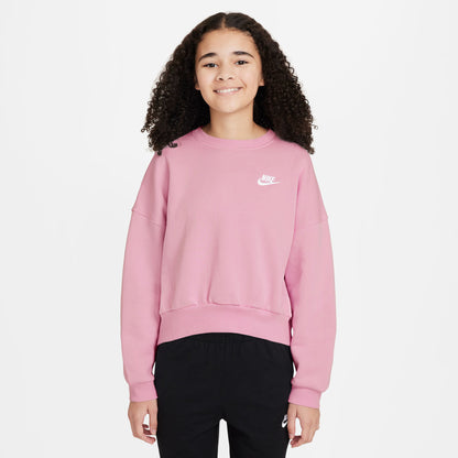 Nike Sportswear Junior Girls' Club FLeece Boxy Crew / Med Soft Pink