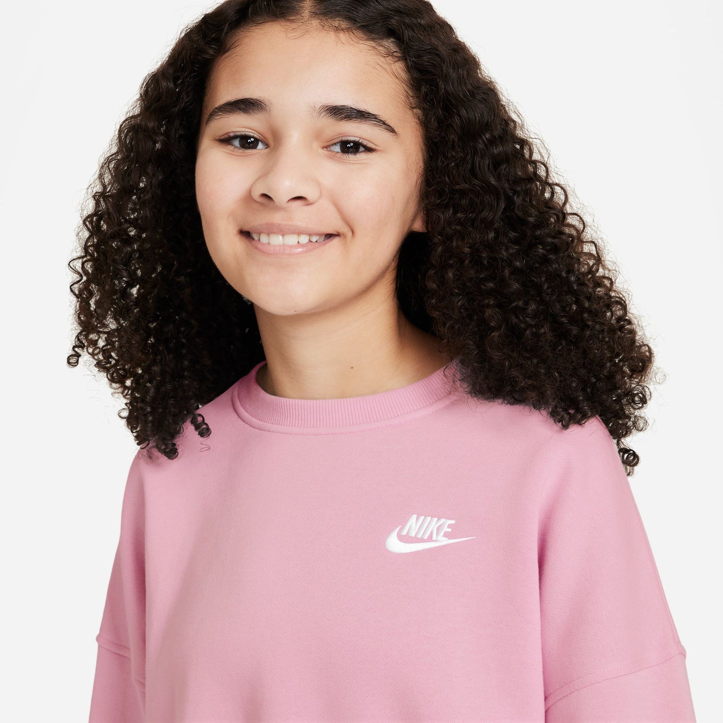 Nike Sportswear Junior Girls' Club FLeece Boxy Crew / Med Soft Pink