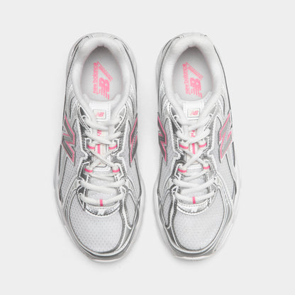 New Balance Juniors' 740 Silver Metallic / Signal Pink