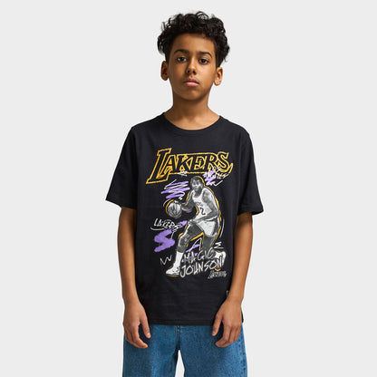 Mitchell & Ness Juniors' Chalk Magic Johnson Graphic T-Shirt / Black