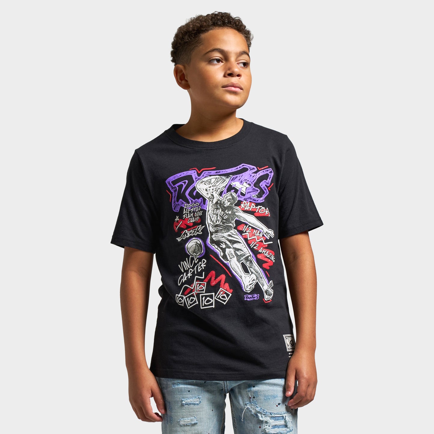 Mitchell & Ness Juniors' Chalk Carter Vince Graphic T-Shirt / Black