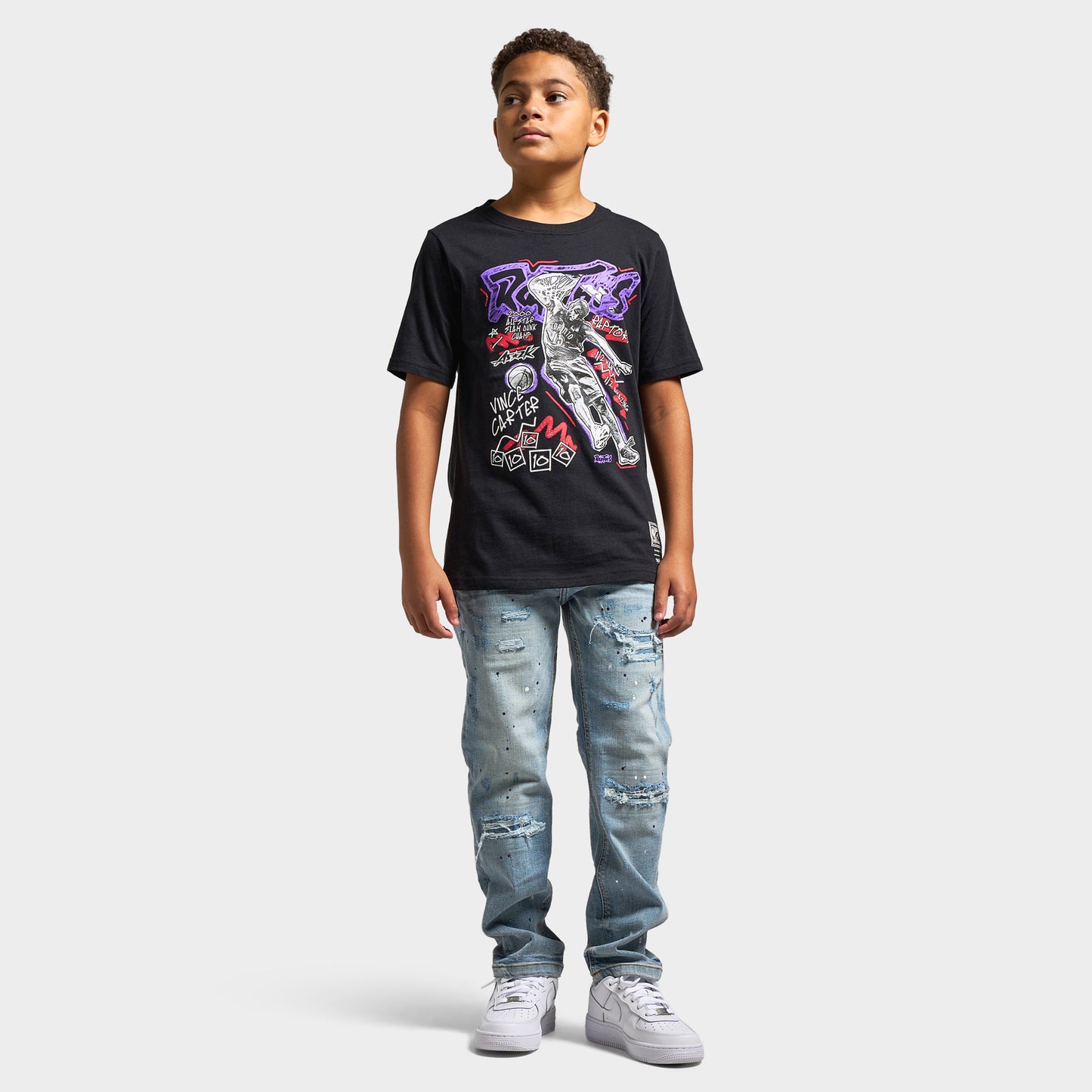 Mitchell & Ness Juniors' Chalk Carter Vince Graphic T-Shirt / Black