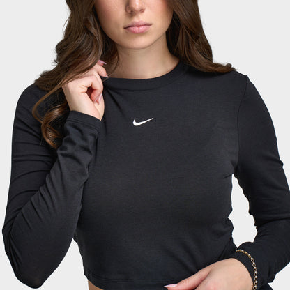 Nike Sporstwear Women's Chill Knit Long Sleeve Crop Black / Sail