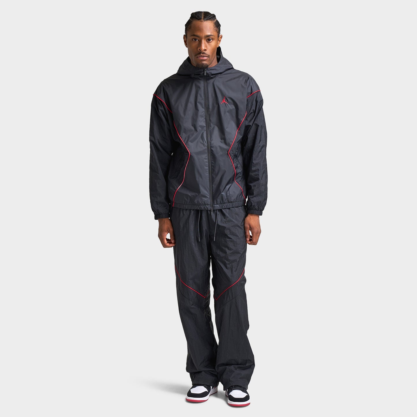 Jordan Brooklyn Men's Hooded Draft Jacket Black / Gym Red