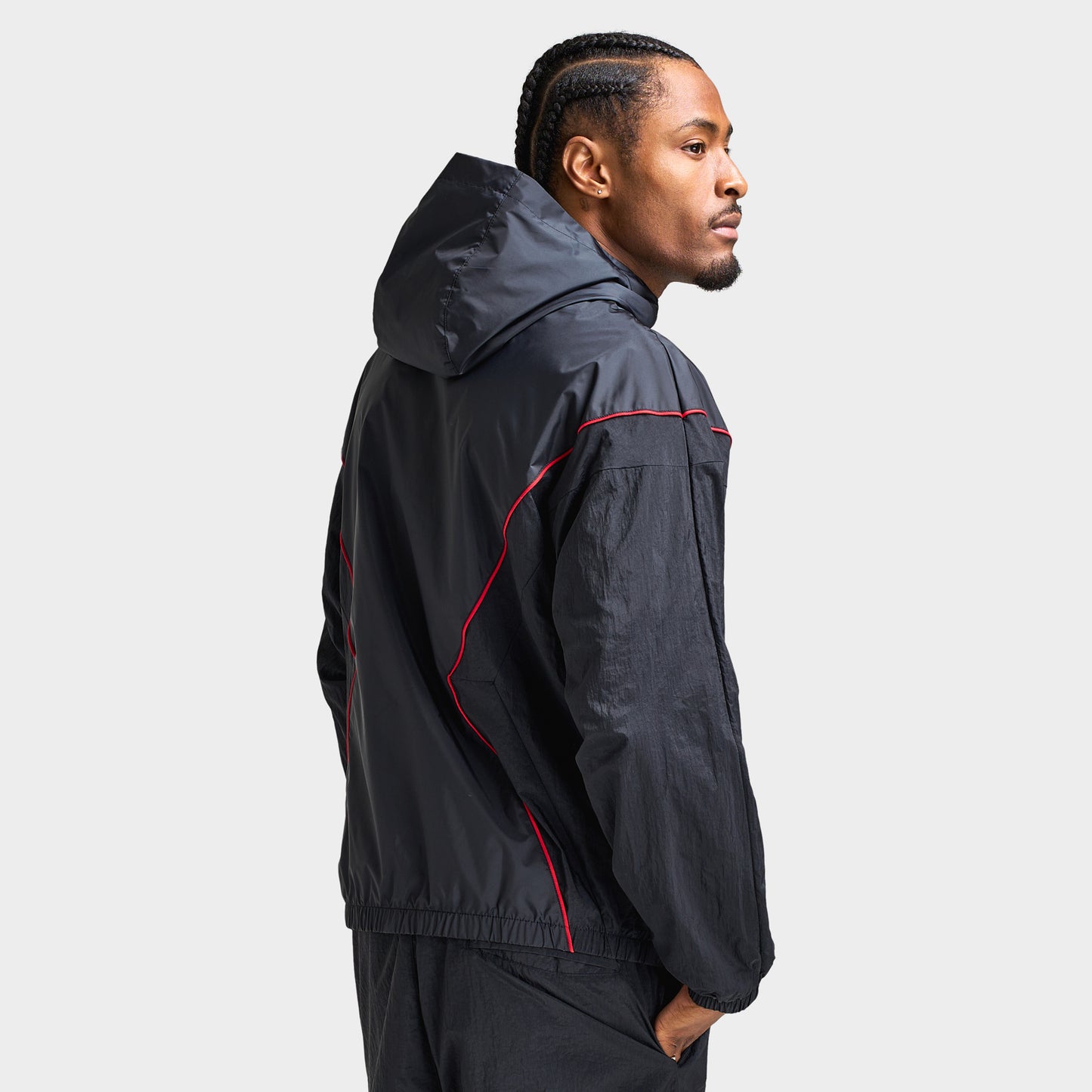 Jordan Brooklyn Men's Hooded Draft Jacket Black / Gym Red
