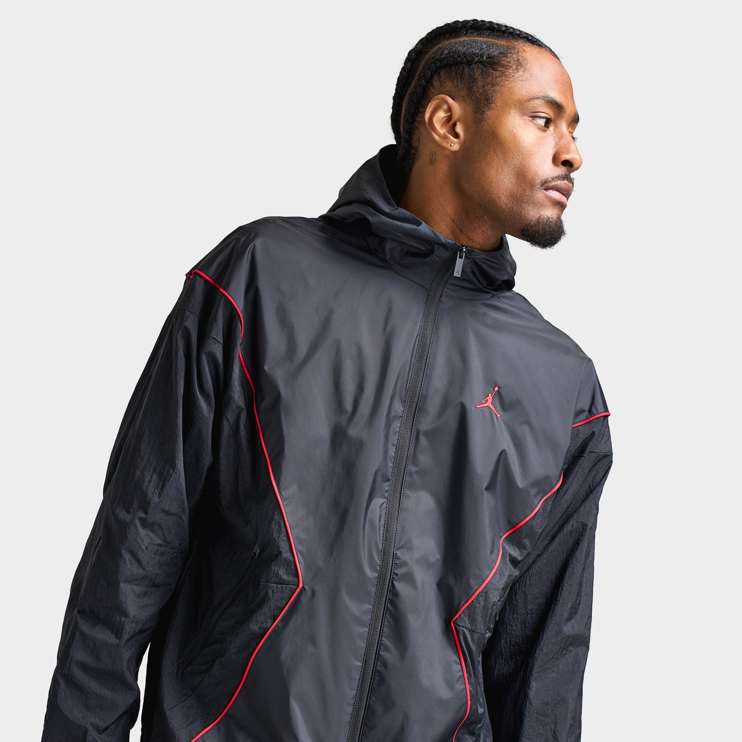 Jordan Brooklyn Men's Hooded Draft Jacket Black / Gym Red