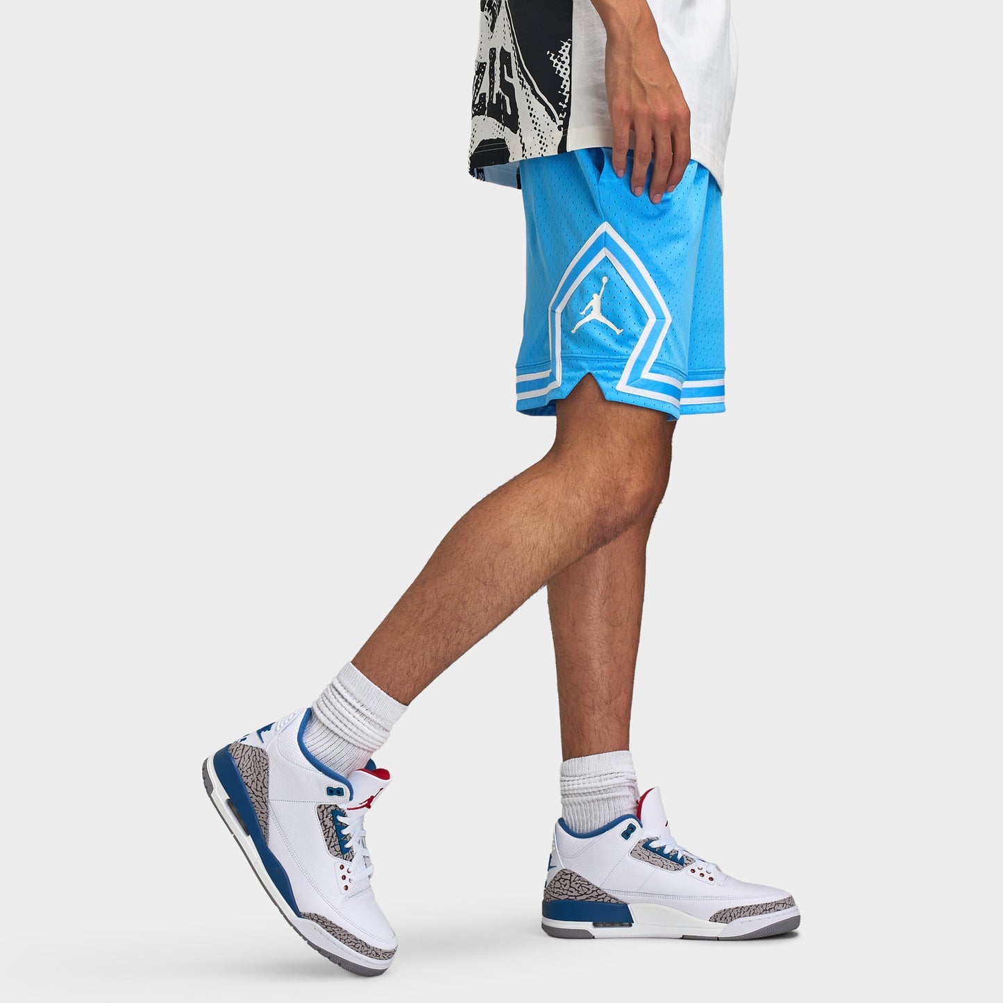 Jordan Sport Men's Dri-FIT Mesh Diamond Shorts University Blue / White