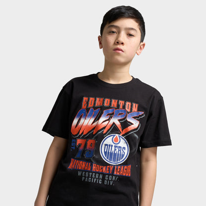 Mitchell & Ness Juniors' NHL Crossfire T-Shirt Oilers / Black