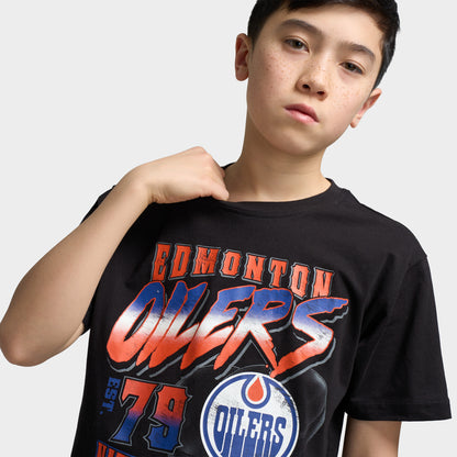 Mitchell & Ness Juniors' NHL Crossfire T-Shirt Oilers / Black