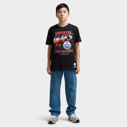 Mitchell & Ness Juniors' NHL Crossfire T-Shirt Oilers / Black