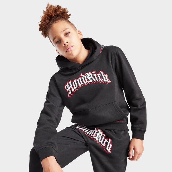 Hood Rich Tracksuit Junior Hoodrich Black And Red Tracksuit
