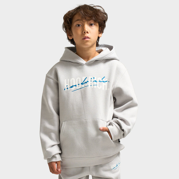 Hoodrich Juniors' Lynk Pullover Hoodie Quiet Gray / White - Blue