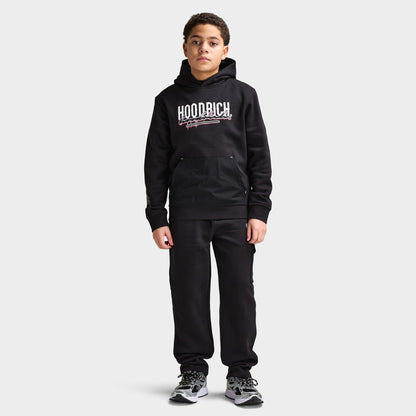 Hoodrich Junior Boys' Splatter Hoodie With Woven Patch Black /  White - Raspberry