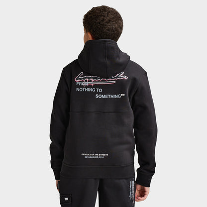 Hoodrich Junior Boys' Splatter Hoodie With Woven Patch Black /  White - Raspberry