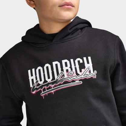 Hoodrich Junior Boys' Splatter Hoodie With Woven Patch Black /  White - Raspberry