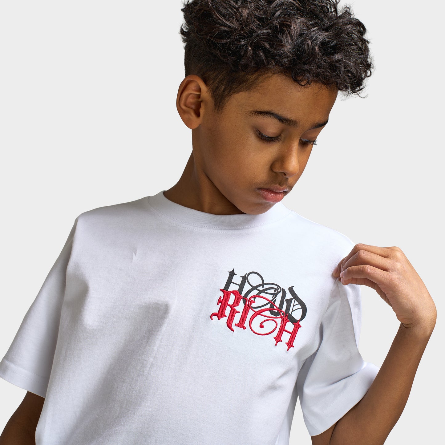 Hoodrich Junior Garçons Modèle Quest T-shirt Blanc Noir / Litchi