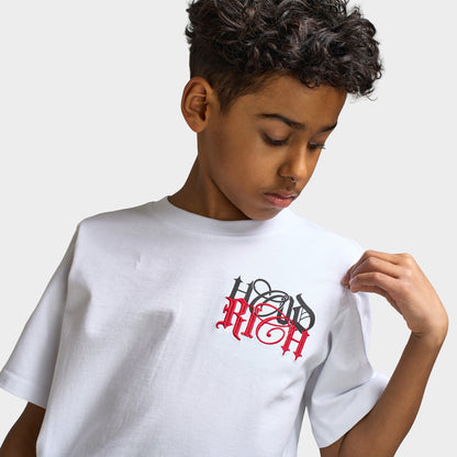 Hoodrich Junior Garçons Modèle Quest T-shirt Blanc Noir / Litchi