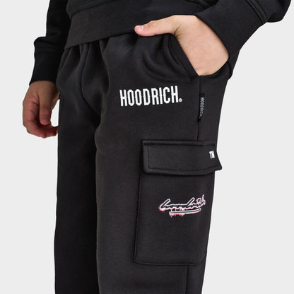 Hoodrich Junior Garçons Chandail à capuche Motif Éclaboussures avec écusson tissé Noir / Blanc - Framboise