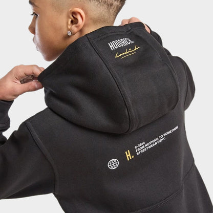 Hoodrich Junior Boys' Certify V2 Pullover Hoodie Black / White - Quiet Grey