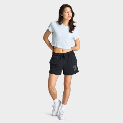 Nike Sportswear Women's Club Fleece Mid-Rise 4" Graphic Shorts / Black