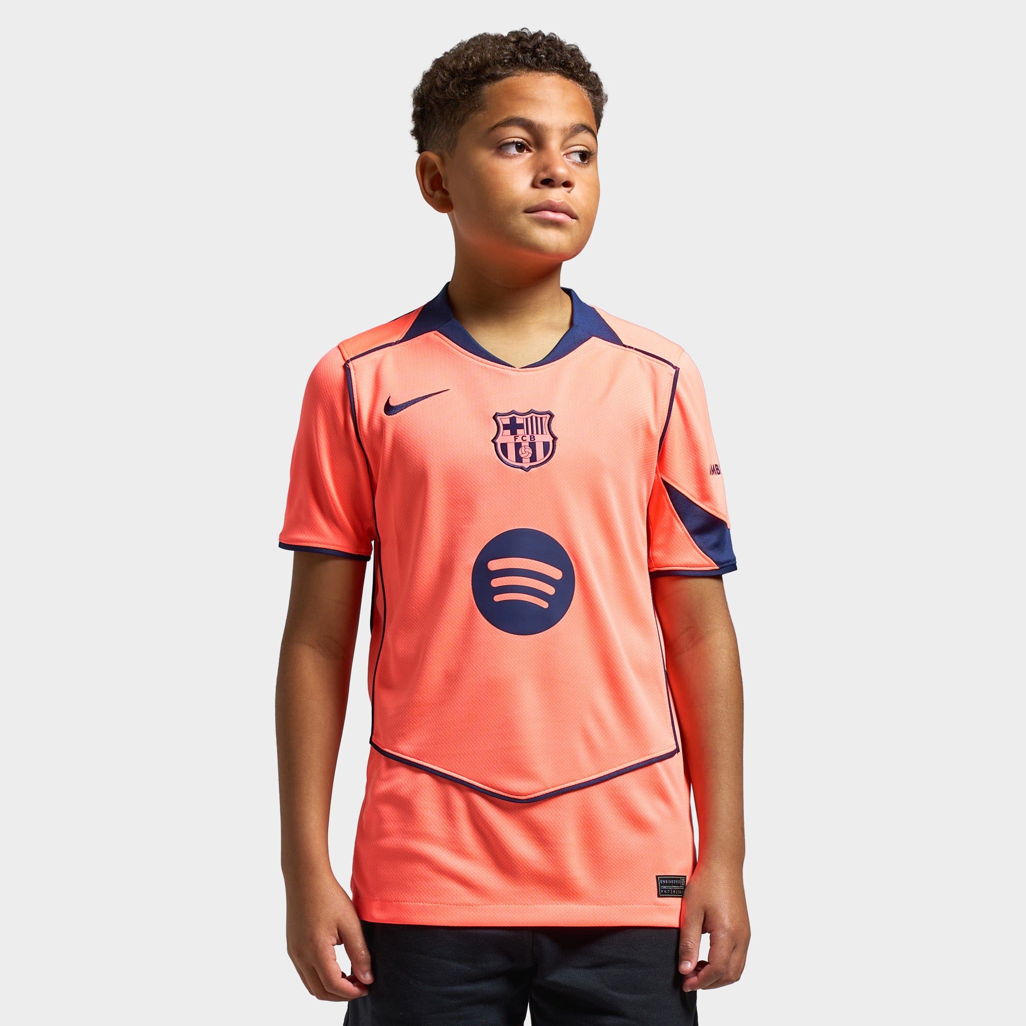 Nike Juniors' FCB 25/26 Jersey Stad 3R Bright Mango / Midnight