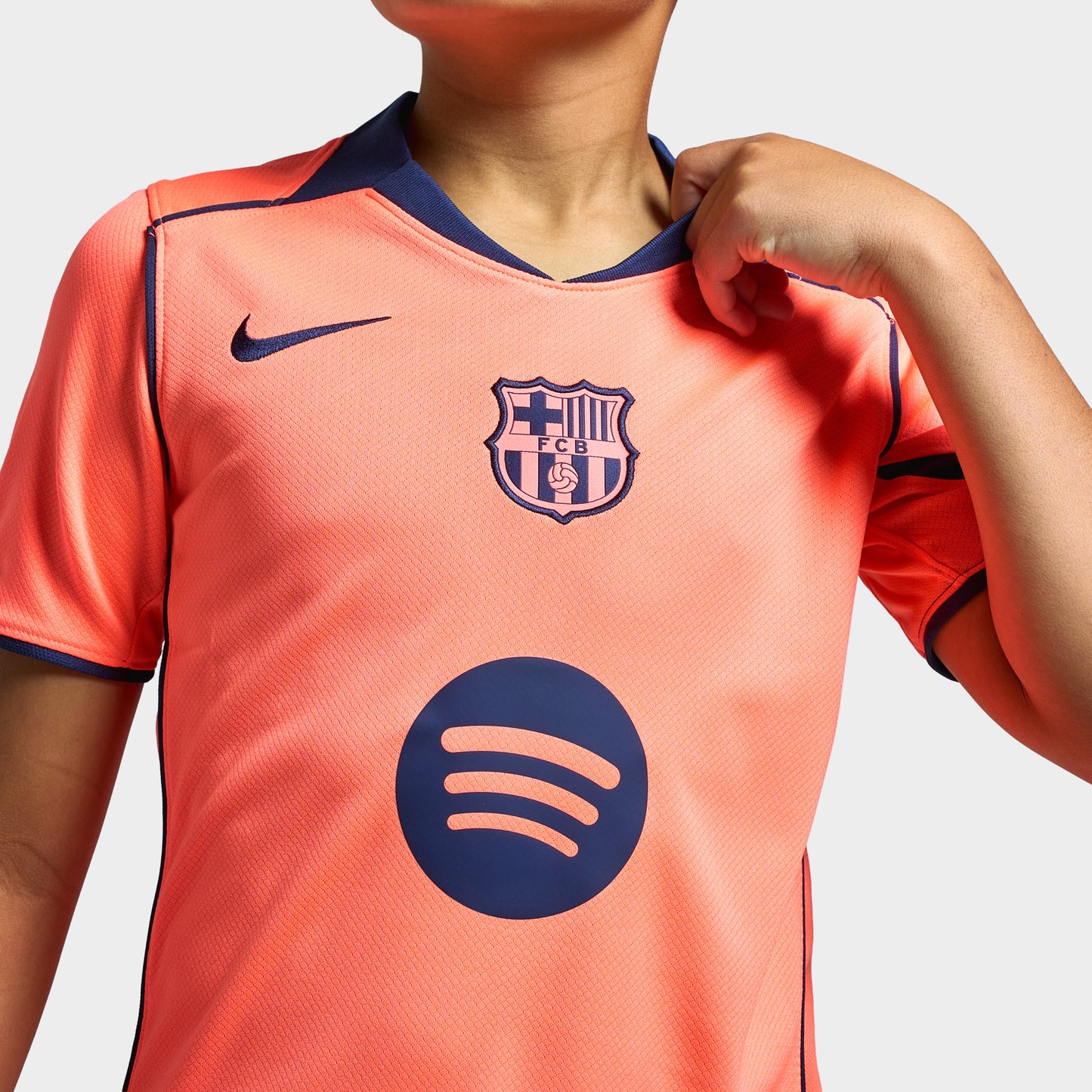 Nike Juniors' FCB 25/26 Jersey Stad 3R Bright Mango / Midnight Navy