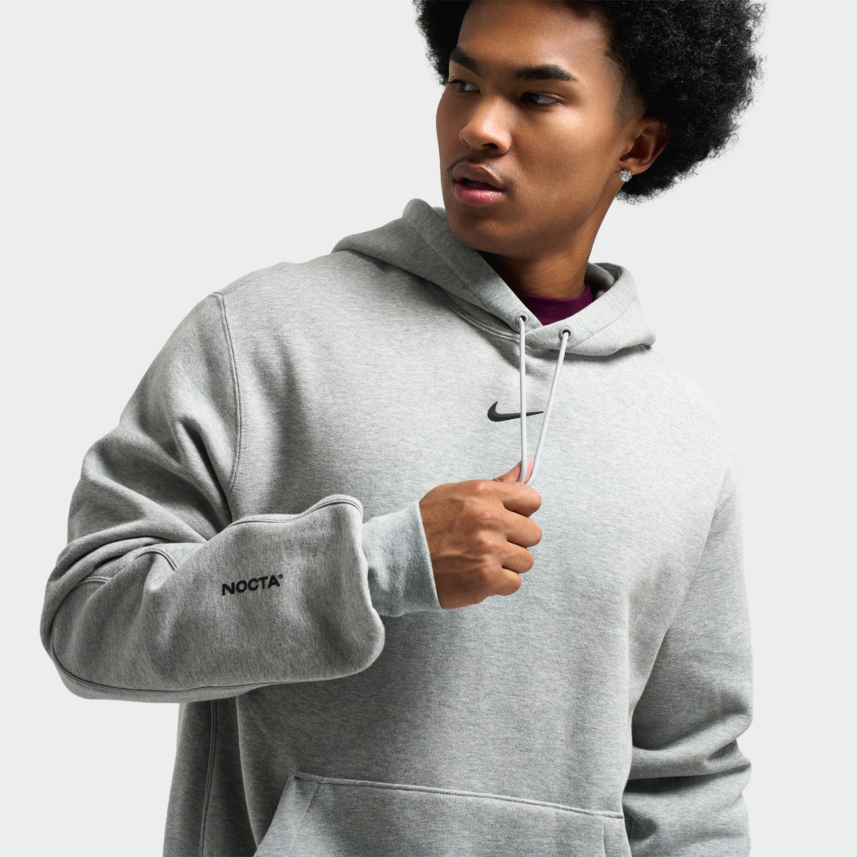 Nike NOCTA Cardinal Fleece Pullover Hoodie Dark Grey Heather / Metallic Silver - Black