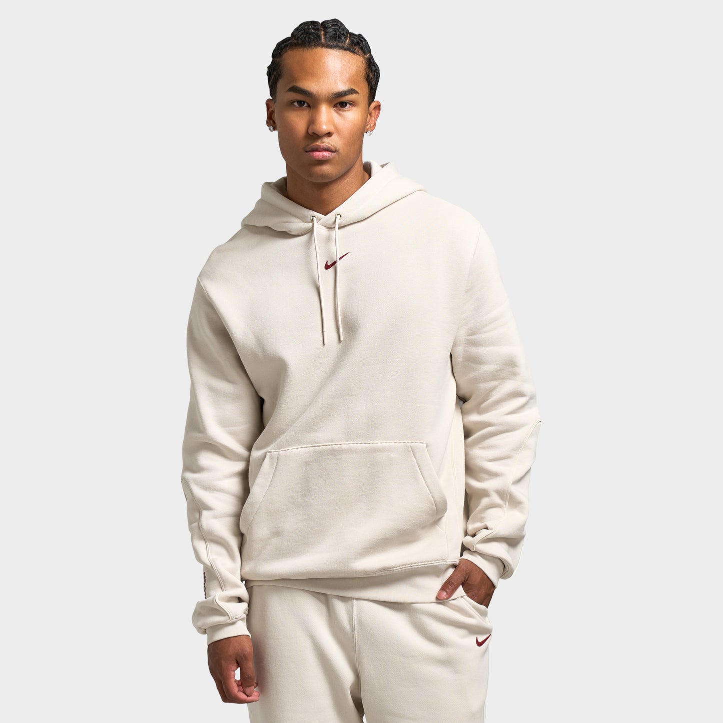 Nike NOCTA NRG Cardinal Fleece Pullover Hoodie Light Orwood Brown / Team Red