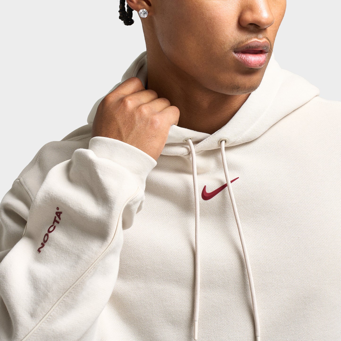 Nike NOCTA NRG Cardinal Fleece Pullover Hoodie Light Orwood Brown / Team Red