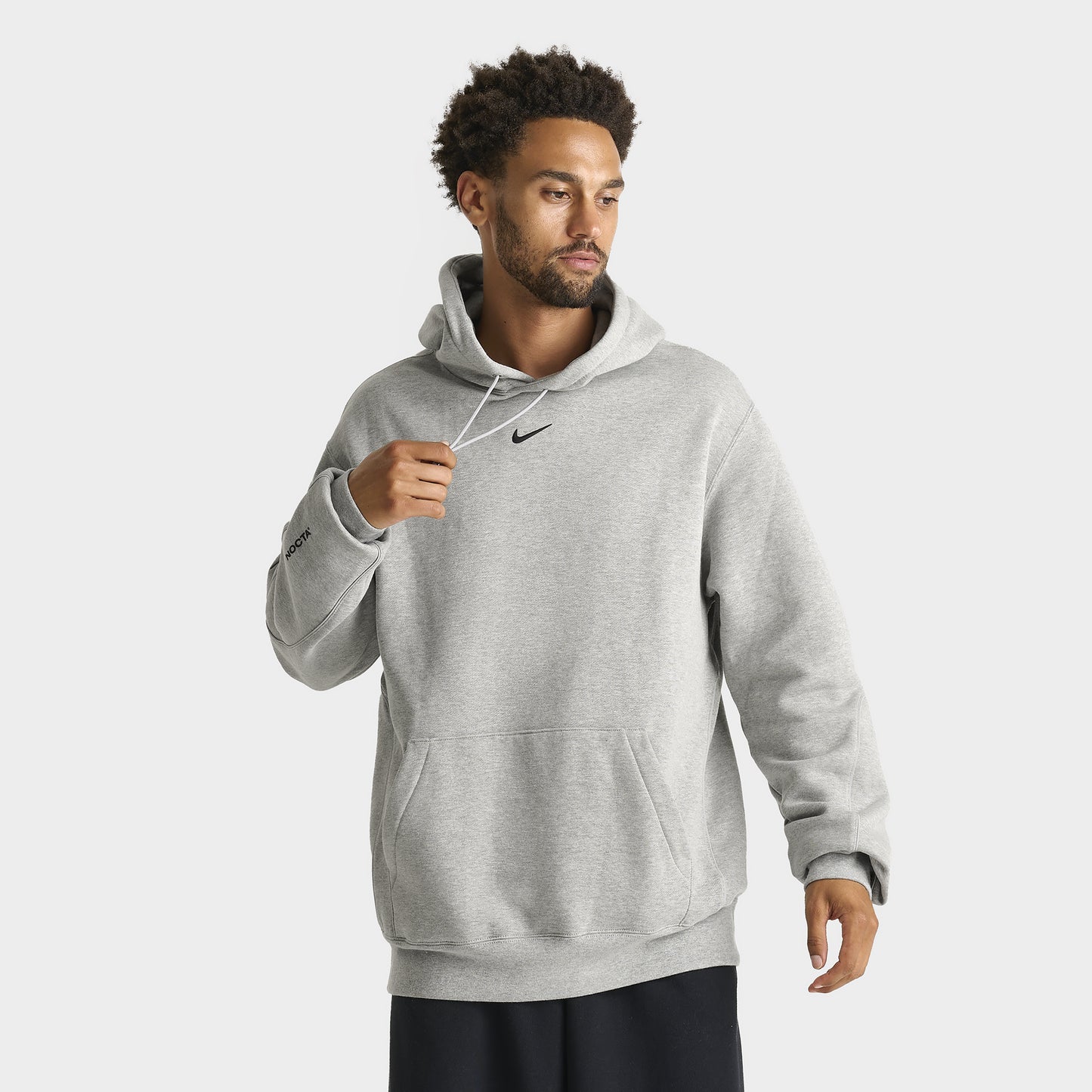 Nike NOCTA Cardinal Fleece Pullover Hoodie Dark Grey Heather / Metallic Silver - Black