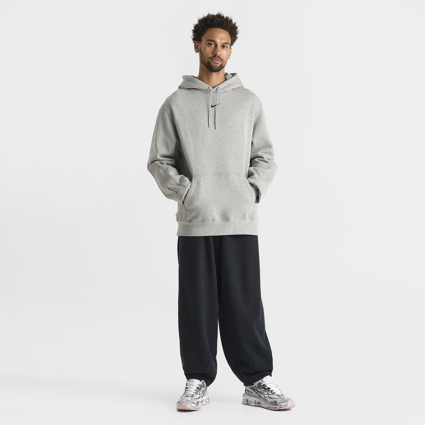 Nike NOCTA Cardinal Fleece Pullover Hoodie Dark Grey Heather / Metallic Silver - Black