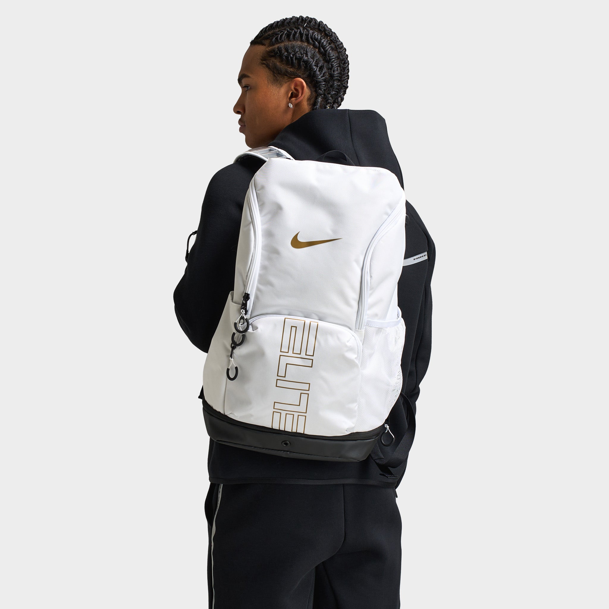 nike backpack white and gold