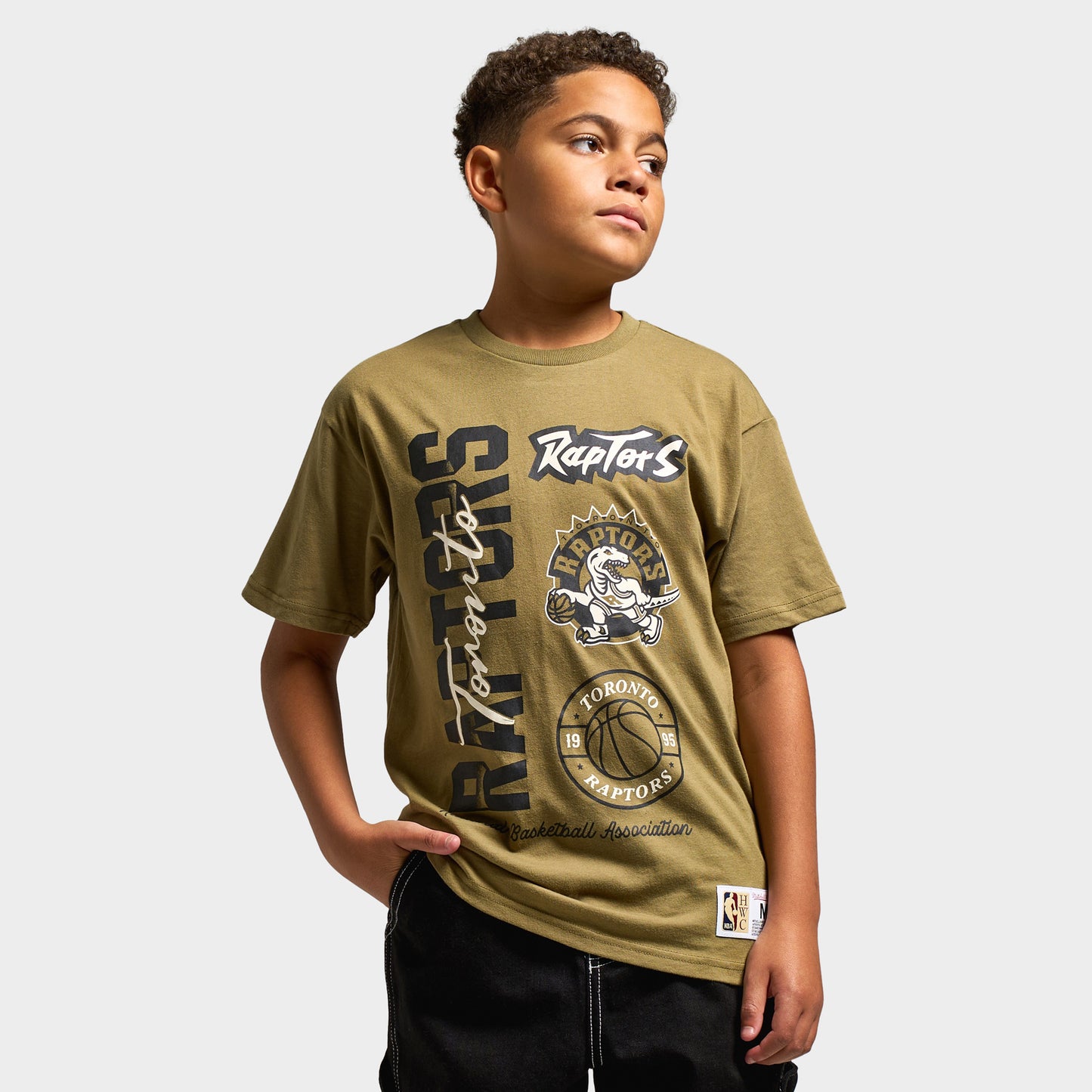 Mitchell & Ness Juniors' Stacked Tee - Raptors / Olive
