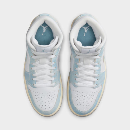 Jordan Women's 1 Mid SE White / Worn Blue - Sail