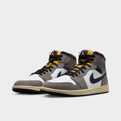 Air Jordan 1 Mid SE White / Oil Grey - Cave Stone