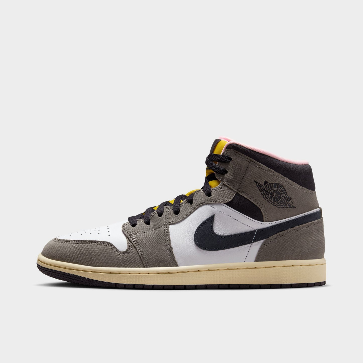 Air Jordan 1 Mid SE White / Oil Grey - Cave Stone