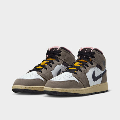 Jordan 1 Mid SE GS White / Oil Grey - Cave Stone