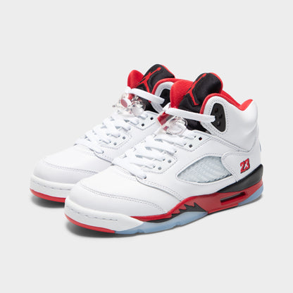 Jordan 5 Retro GS White / Fire Red - Black