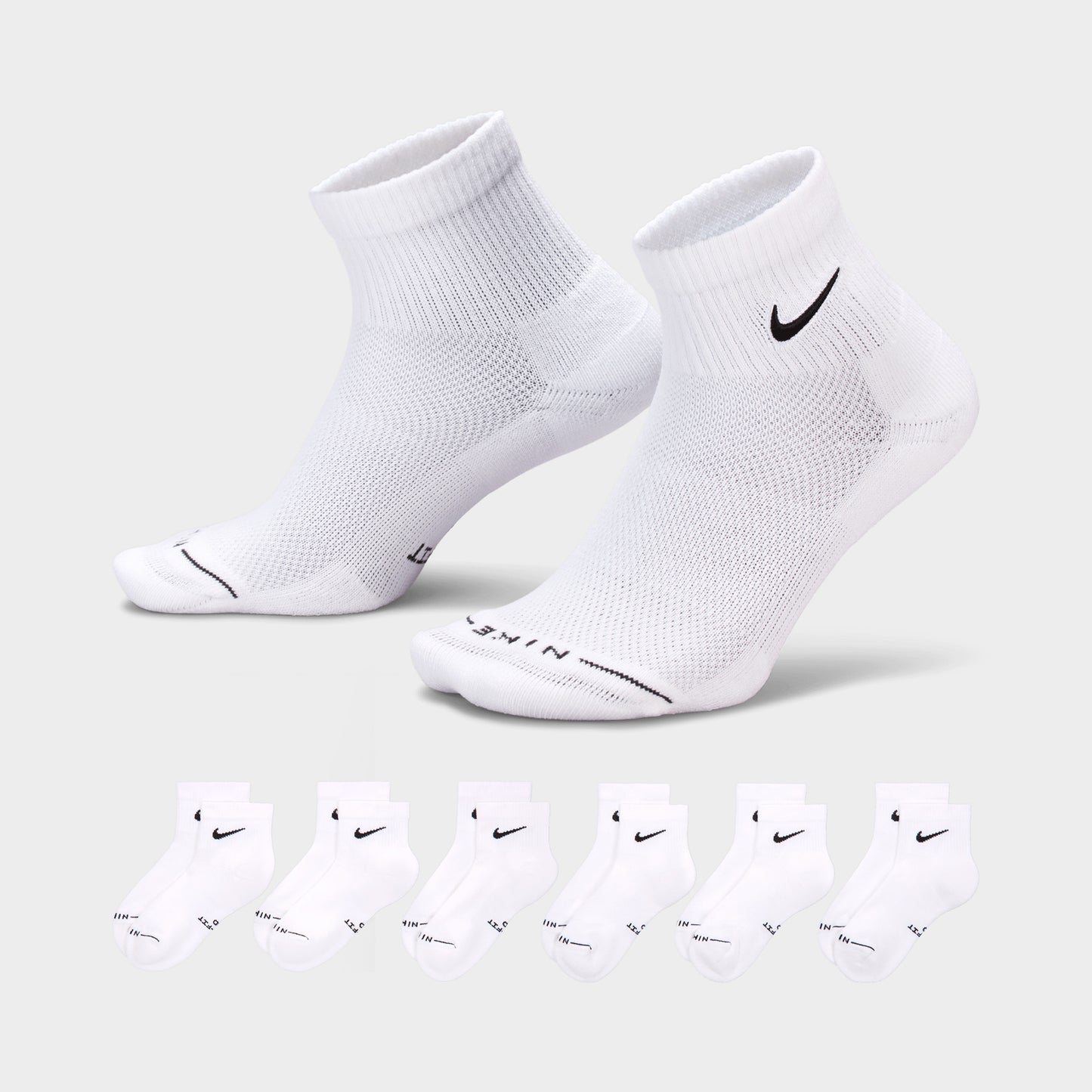 Nike Everyday Elevated Chaussettes Mi-bas (6 Paires) Blanc / Noir 