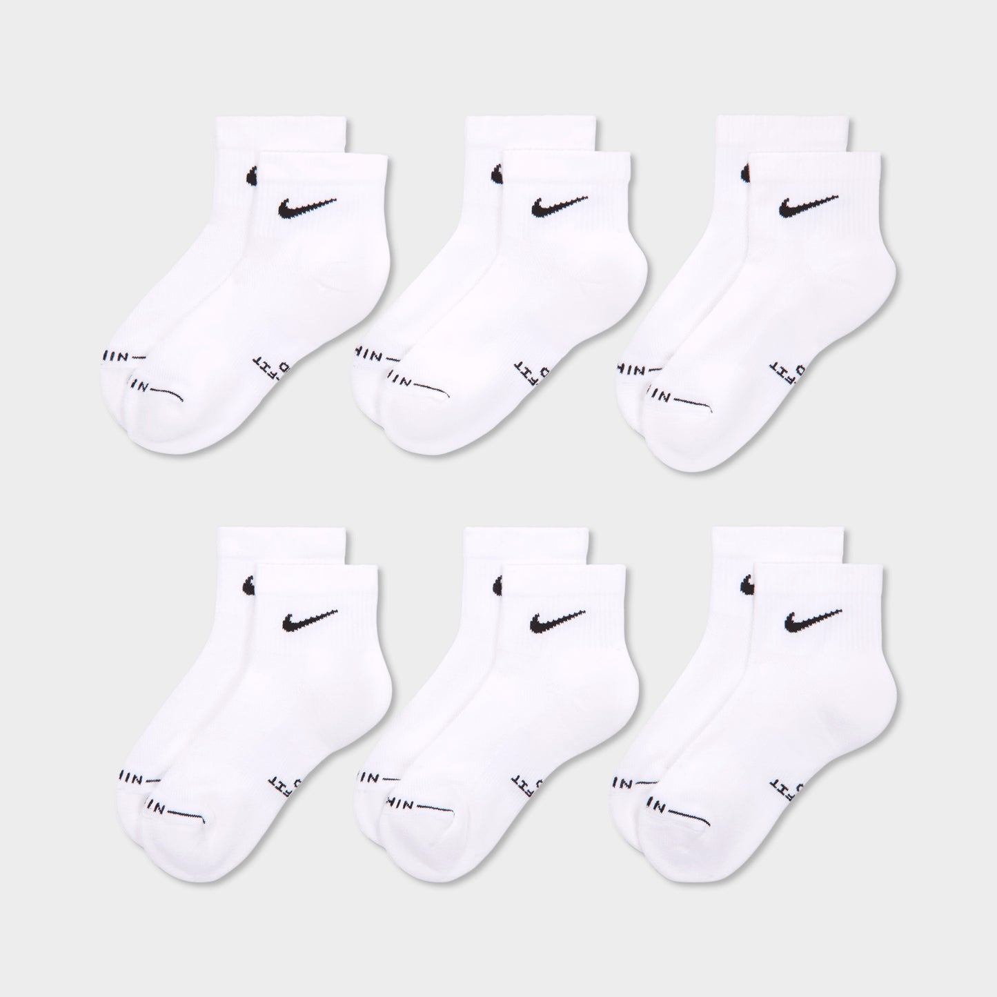 Nike Everyday Elevated Chaussettes Mi-bas (6 Paires) Blanc / Noir 