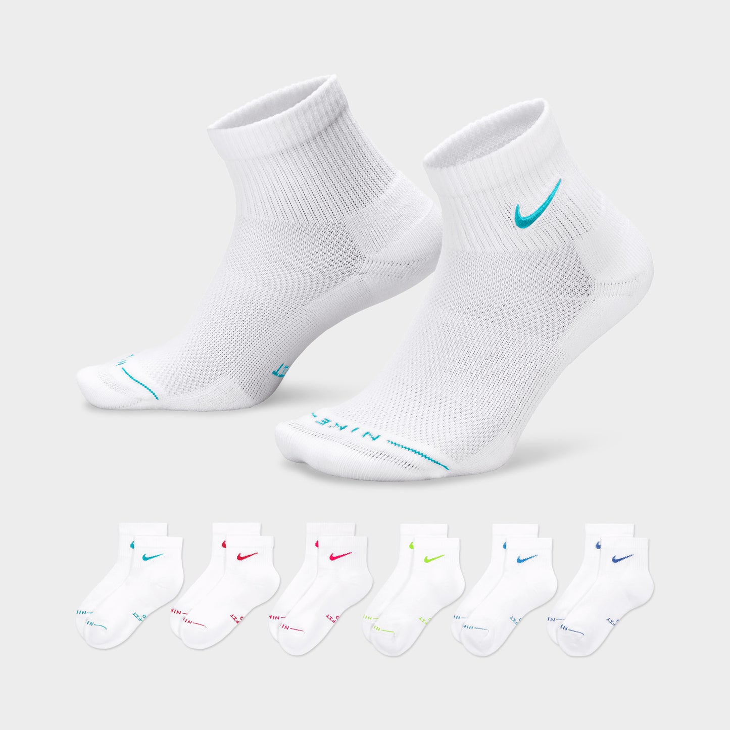 Nike Everyday Elevated Ankle Socks (6 Pack) White/ Multi