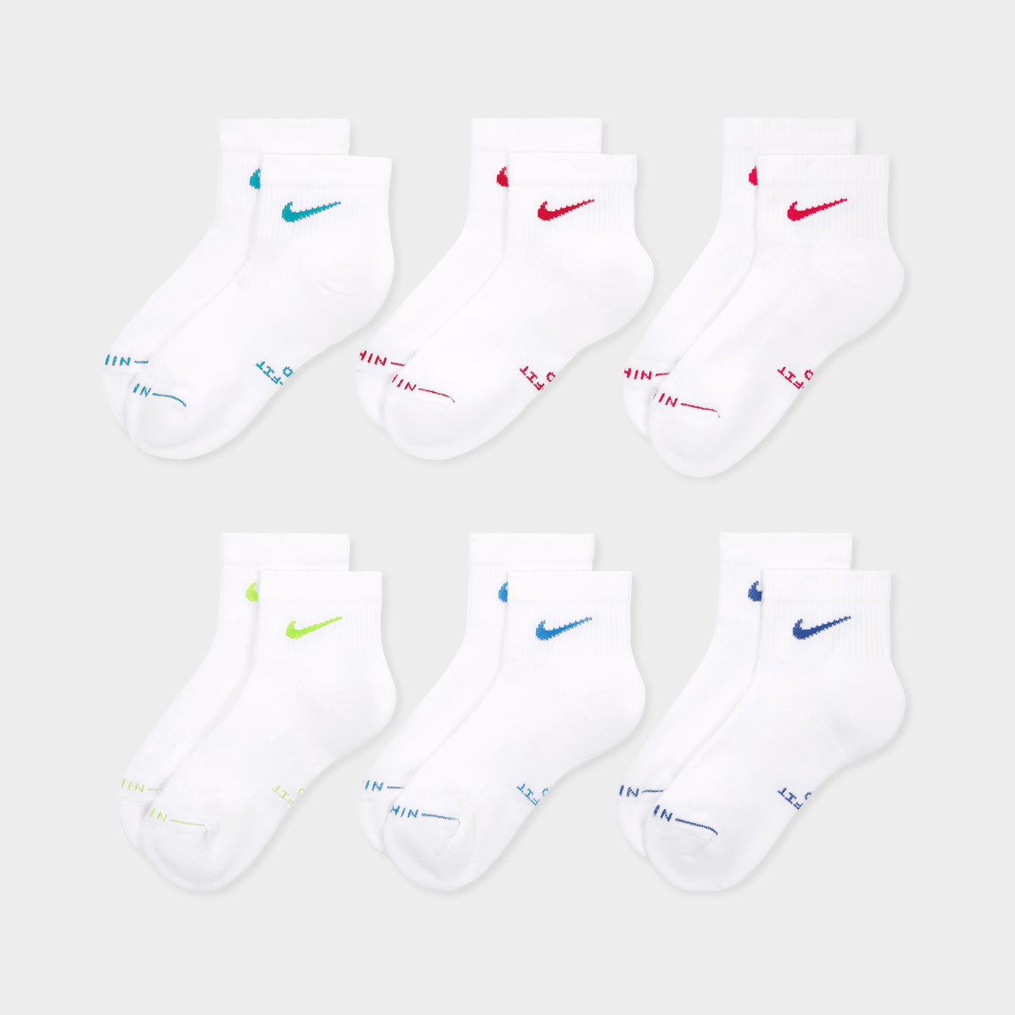 Nike Everyday Elevated Ankle Socks (6 Pack) White/ Multi
