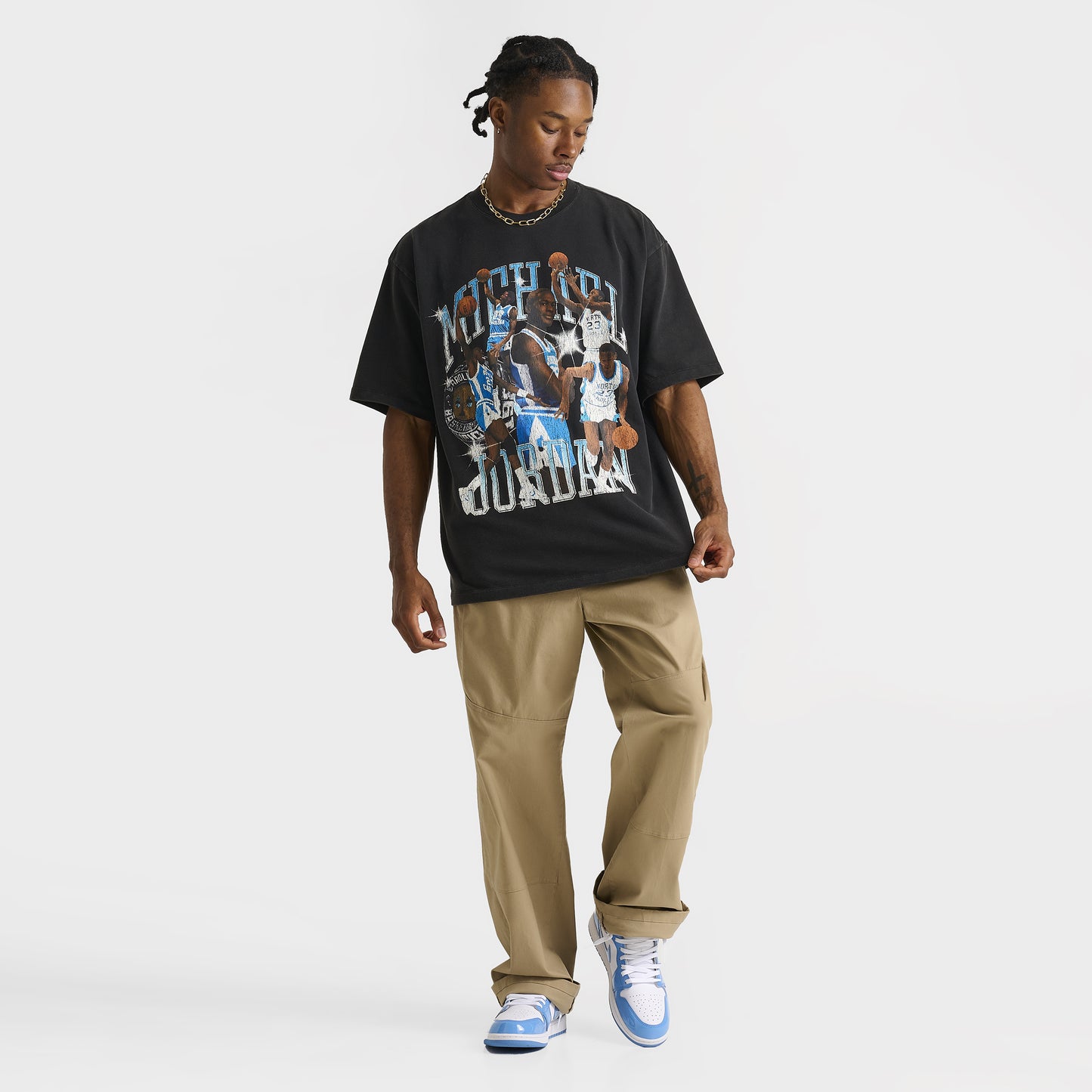 Jordan Flight Essentials - T-shirt graphique surdimensionné - Noir / Bleu poudre foncé
