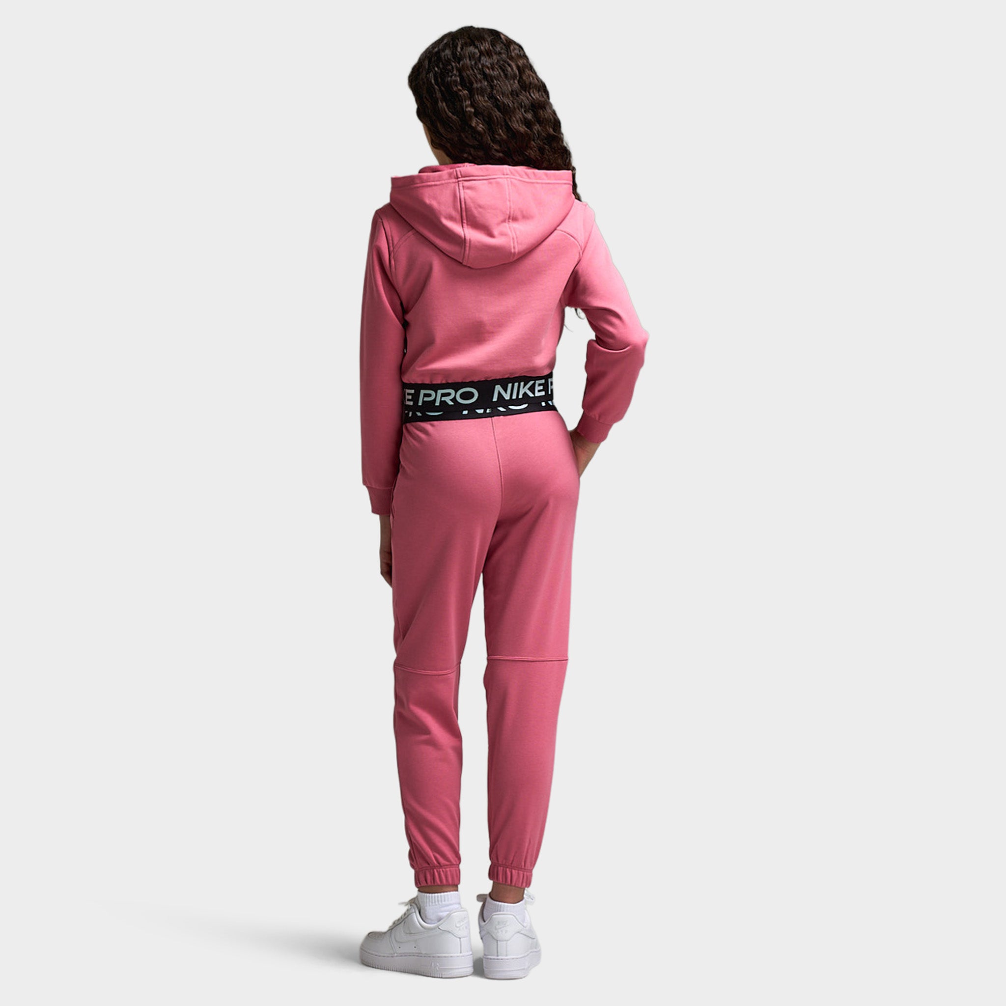 Nike Pro Junior's Full-Zip Fleece Hoodie Peony / Peony - Black